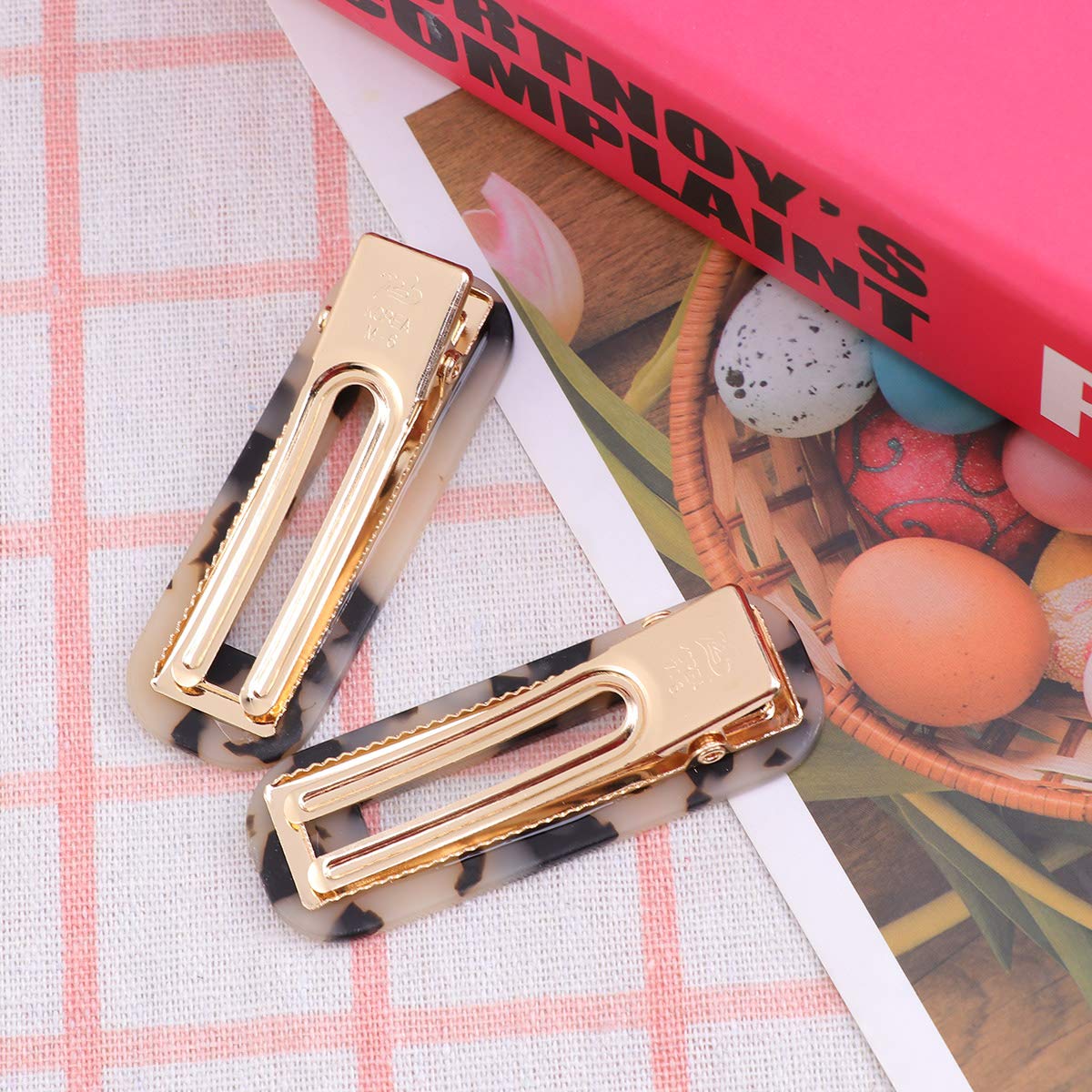 2 Pcs Tortoise Shell Hair Clips Leopard Barrettes Vintage Hair Clip for Girls Beauty & Personal Care Lurrose