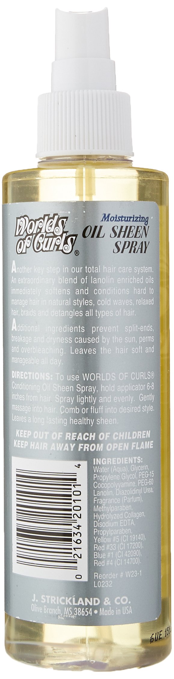 Worlds Of Curls Comb Out Conditioner & Oil Sheen Spray Moisturizer Extra Dry Hair, 8 Oz