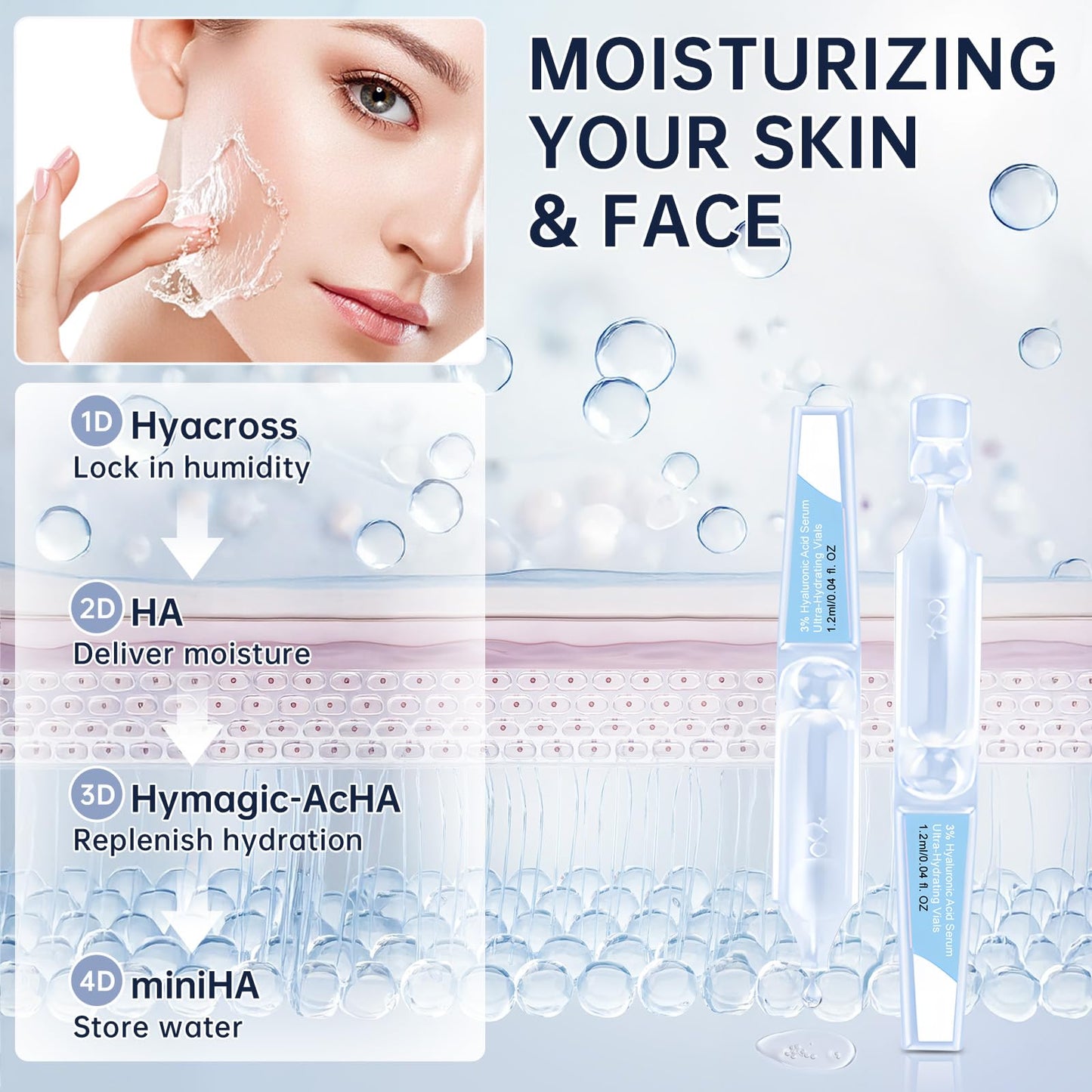 3% Hyaluronic Acid Serum Ultra-Hydrating Vials, 60pcs Hyaluronic Acid Tubes, Wake Nature Perfection, Hyaluronic Serum for Face, Ultra Hydrating Beauty & Personal Care mopayzer