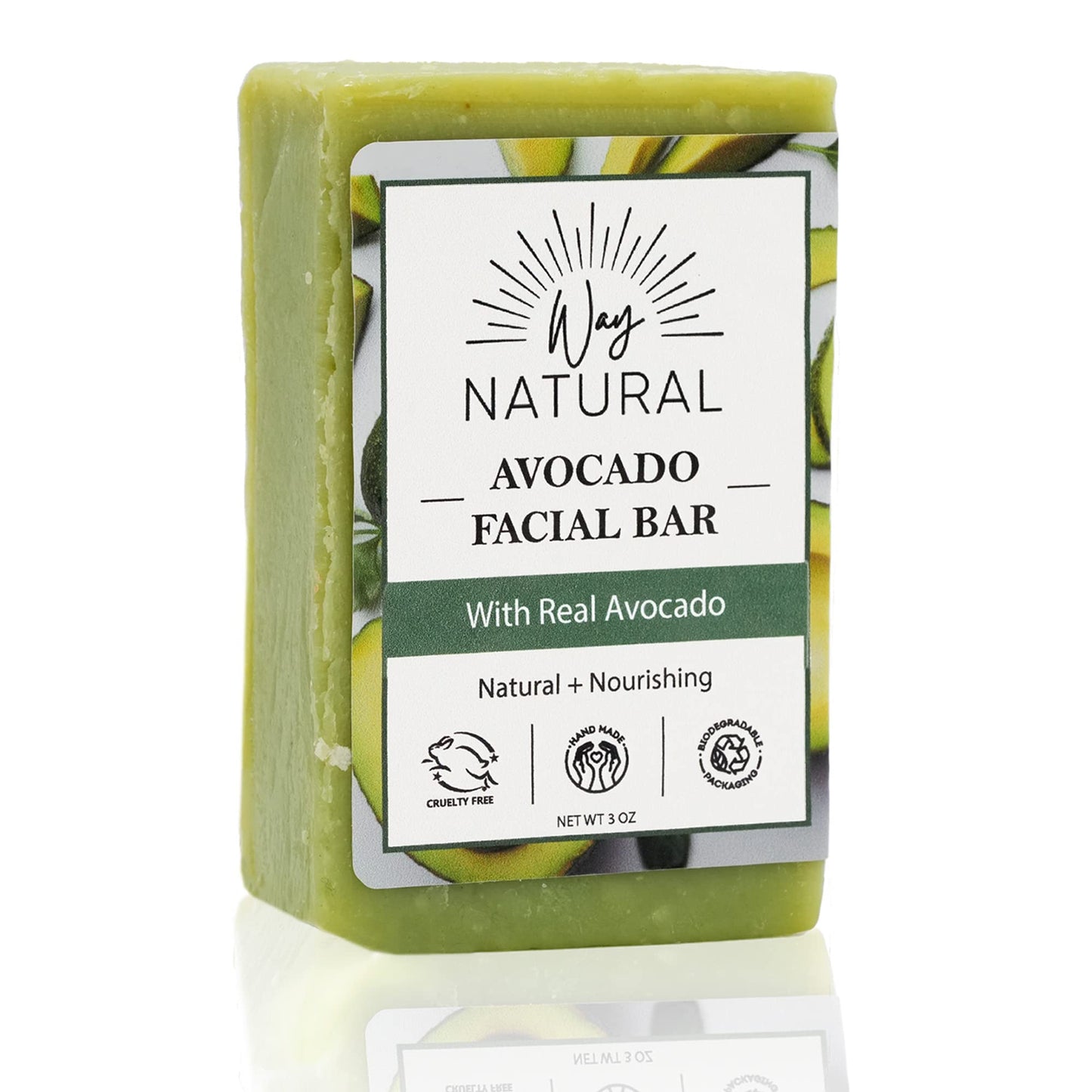 Way Natural Goat Milk Soap Bar, Avocado - Face, Hands & Body, Premium, Handmade w/Real Milk in USA - Natural Bar for Men & Women - Fragrance-Free Goat Beauty & Personal Care Way Natural