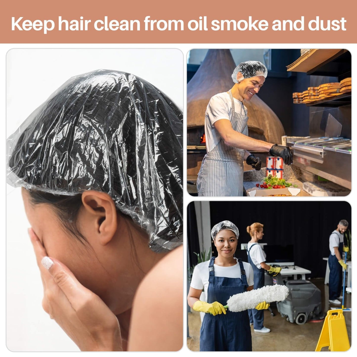 MAQIHAN 200 Disposable Shower Caps for Women - Medium Plastic Hair Caps for Hair Treatment, Clear Shower Cap for Kids Reusable Waterproof, Hair Care Beauty and Personal Care MAQIHAN