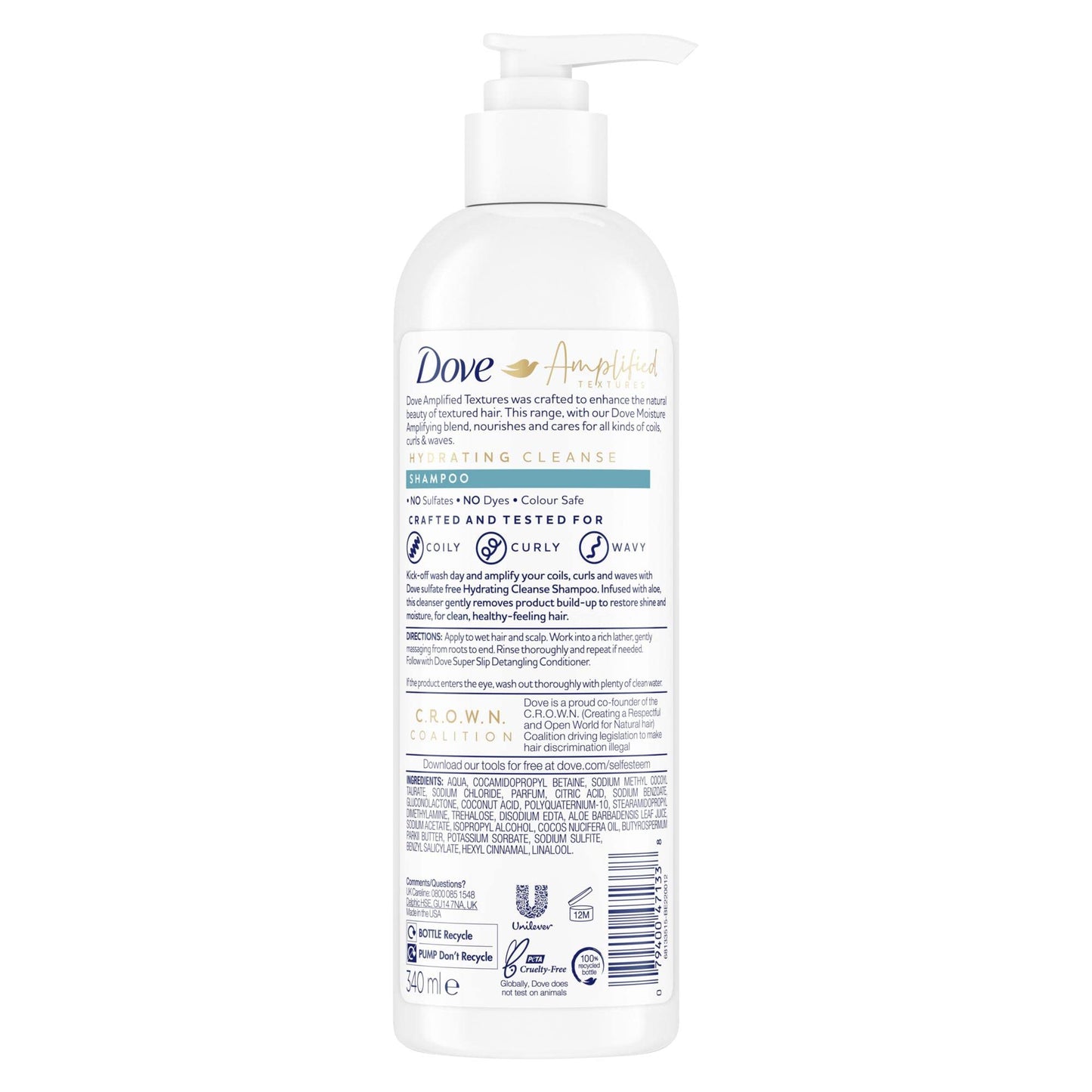 Amplified Textures, Hydrating Cleanse Shampoo, 11.5 fl oz (340 ml), Dove Beauty & Personal Care Dove