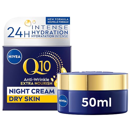 NIVEA Q10 Night Cream with Coenzyme Q10 and Organic Argan Oil - Advanced Overnight Facial Moisturiser for Deep Hydration, Skin Renewal and Radiant Beauty & Personal Care NIVEA