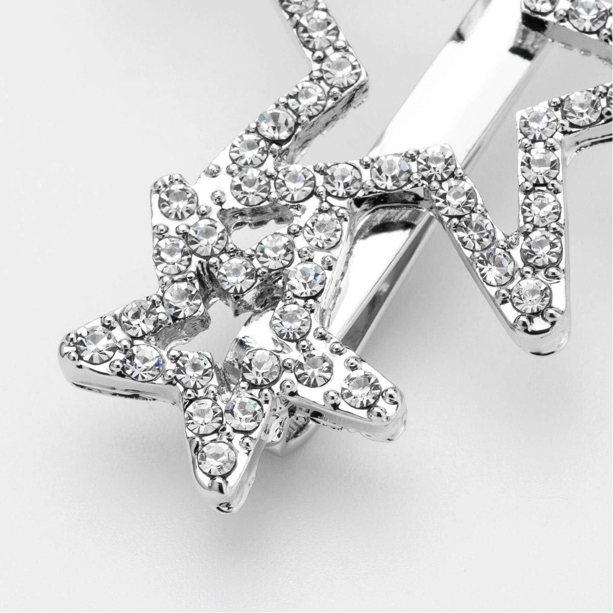 2Pcs Woman Silver Star Shape Shining Rhinestone Crystal Hairpin Hair Clip Metal Alloy Barrettes Hair Accessories for Party Wedding Beauty & Personal Care Teppylony