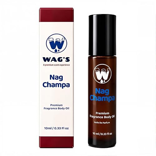WagsMarket - Nag Champa Perfume Oil, from 0.33oz Roll On to 4oz Glass Bottle (0.33oz Roll On) Beauty & Personal Care WagsMarket