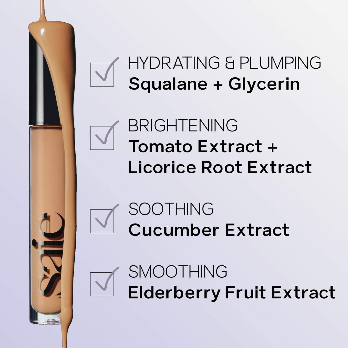 Saie Hydrabeam Under Eye Brightener - Sheer + Hydrating Concealer with Glycerin, Squalane + Cucumber Extract - Brightening Under Eye Concealer + Beauty & Personal Care Saie