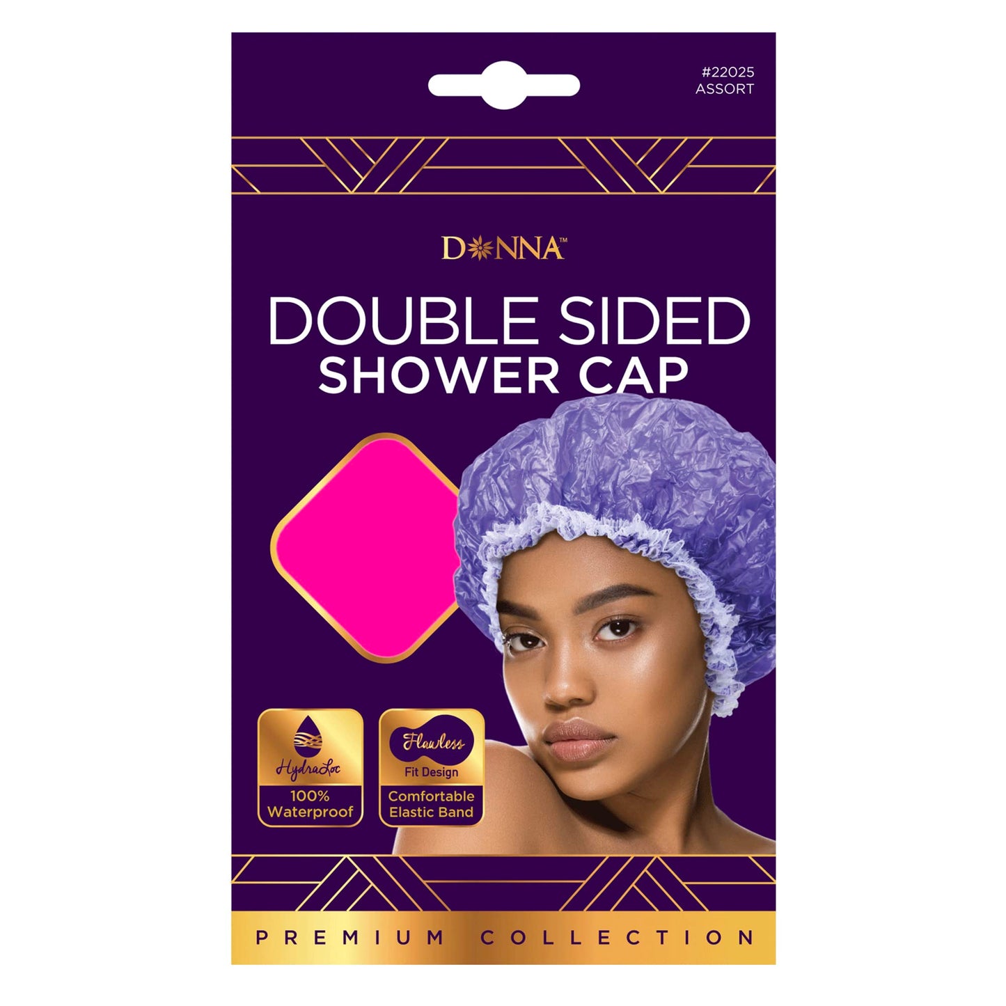 Donna Double Sided Shower Cap, 1PC Waterproof, Double Layered Protection, Elastic Band & Reusable for Showering or Bathing Cap All Hair Textures PINK Beauty & Personal Care DONNA