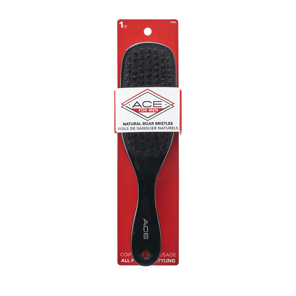 GOODY Ace Wood Boar Styler Brush,Black 1CT