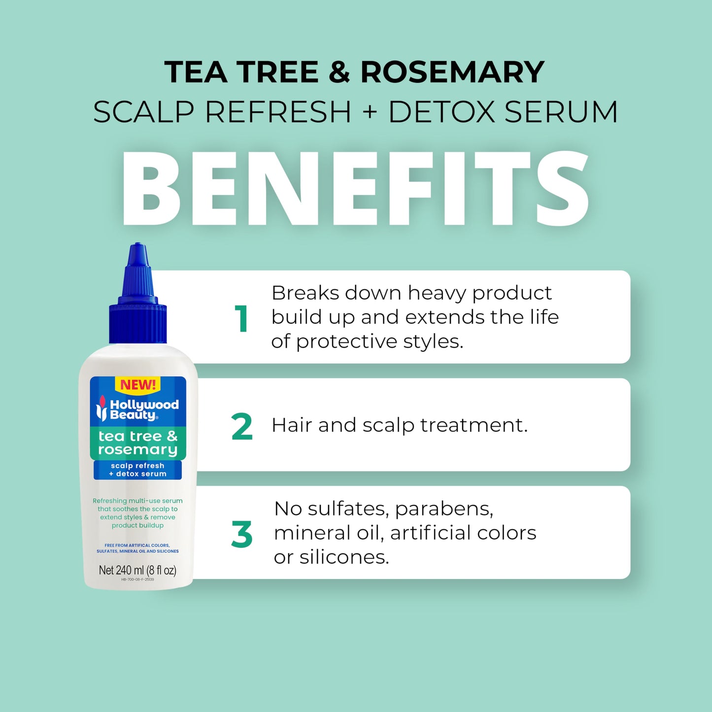 Hollywood Beauty Tea Tree & Rosemary Scalp Refresh + Detox Serum, 8 oz - Soothes the Scalp and Removes Buildup Beauty & Personal Care Hollywood Beauty