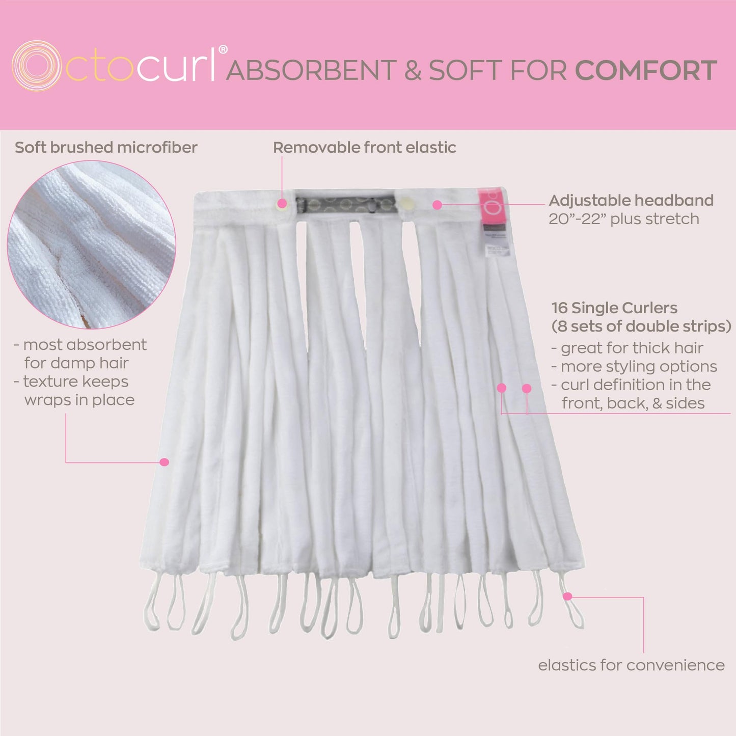 Octocurl Heatless Curls Headband - Hair Curlers to Sleep In - Heatless Curlers for Medium Length Hair (Microfiber - White) Beauty & Personal Care Octocurl