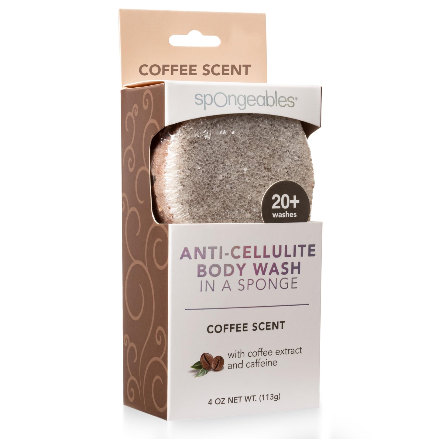 Spongeables Anti Cellulite Body Wash in a 20+ Wash Sponge, Coffee, 1 Count Beauty and Personal Care Spongeables
