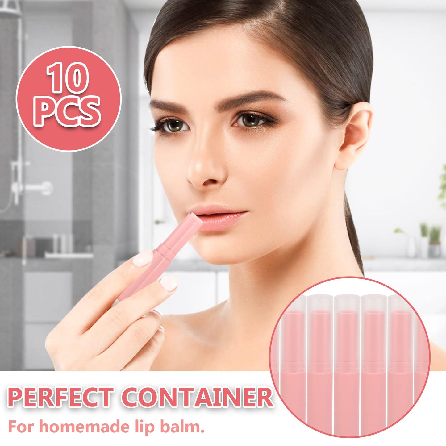 Milltrip 10pcs Empty Lip Balm Tube Lip Gloss Container DIY Lipstick Making Accessory for DIY Cosmetic (07# lipstick tube [pink]) Beauty and Personal Care Milltrip