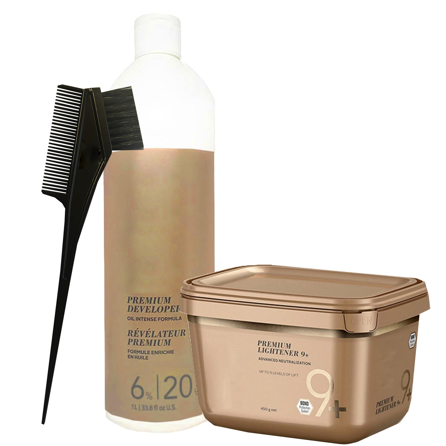 Blonde Me Lightener 9+ Bleach 450 grams, BlondeMe Developer 6% / 20 Volume 1 Liter and M Hair Designs Tint Brush Comb (Bundle) Beauty & Personal Care M Hair Designs