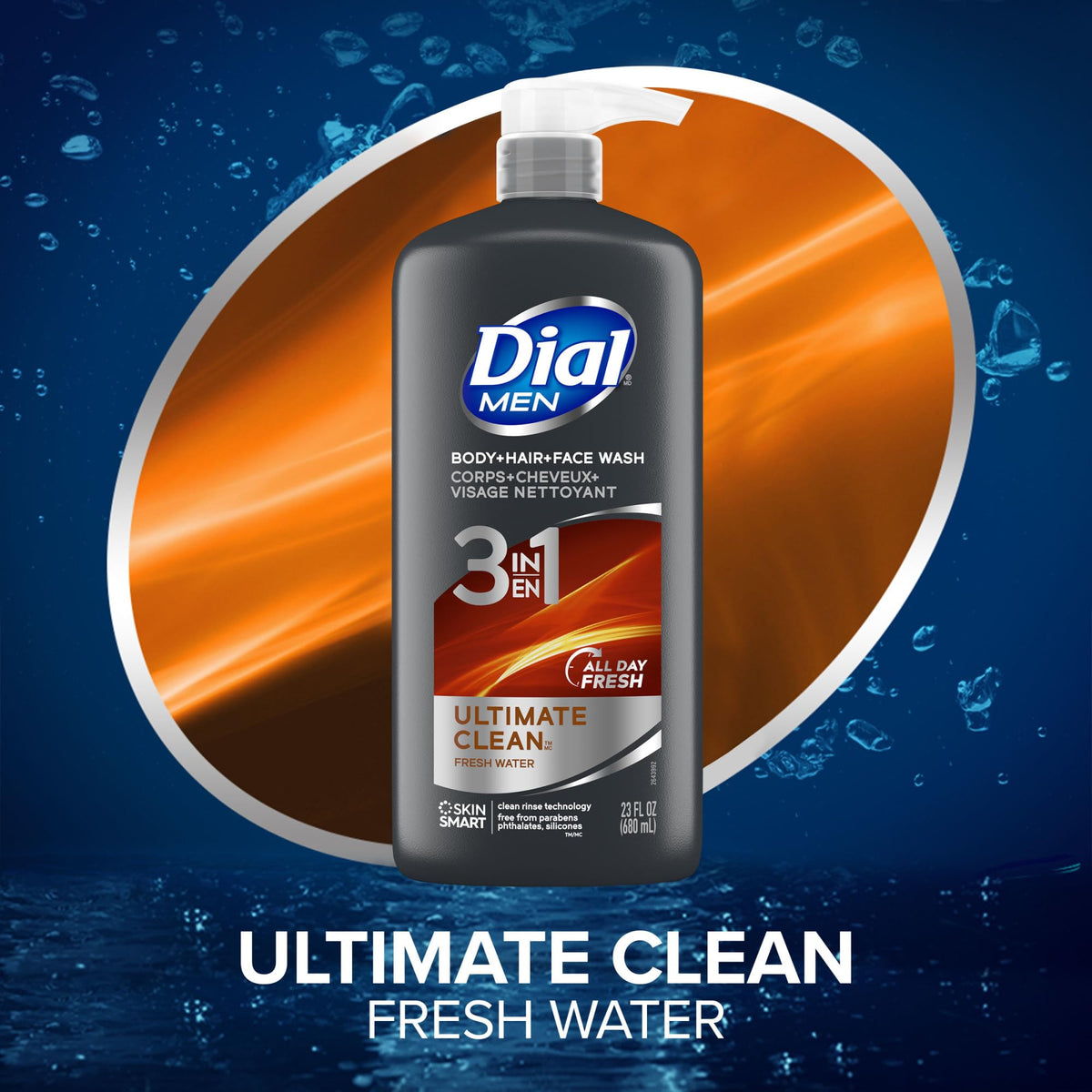 Dial Men 3 in 1 Body, Hair and Face Wash, Refresh, 16 Fl Oz, Pack of 6, Cleanses Deep + Gentle on Skin with Clean Rinse Technology Beauty & Personal Care Dial