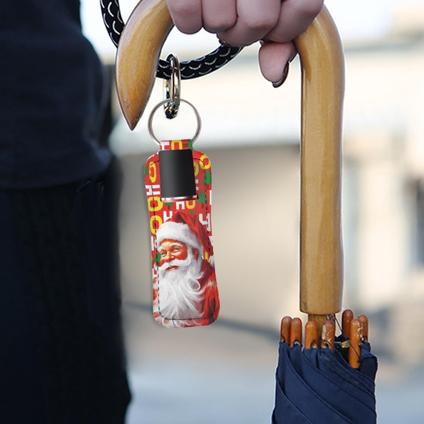 CLOHOMIN HO-HO-HO Chapstick Holder Keychain Santa Claus Lip Balm Holder for Car Red Lipstick Keychains for Chapstick Tracker Safeguard Christmas Gifts Beauty and Personal Care CLOHOMIN