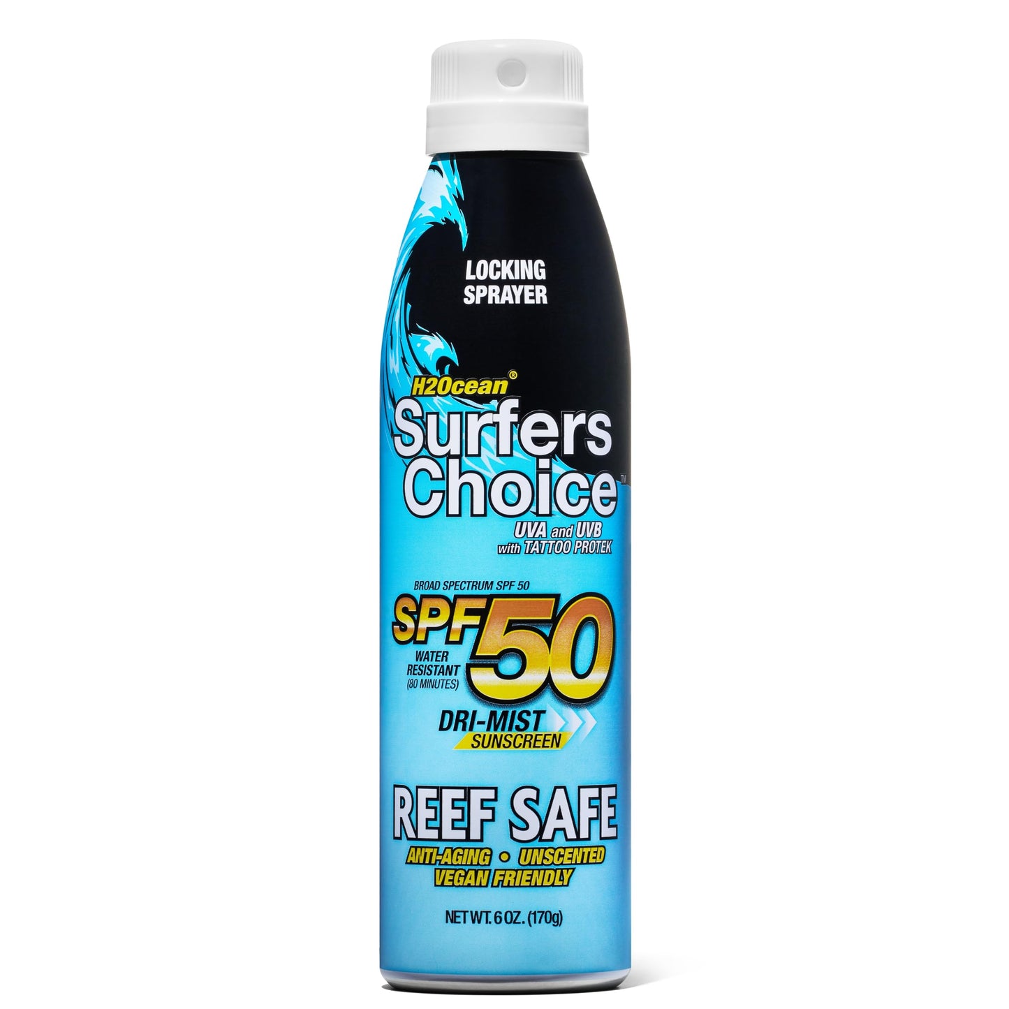 H2Ocean Surfers Choice SPF 50 Spray - Quick-Drying Sunscreen Spray for Tattoo Aftercare & UV Protection - Reef-Safe Sun Protection for All Ages - 6 oz Beauty & Personal Care H2Ocean