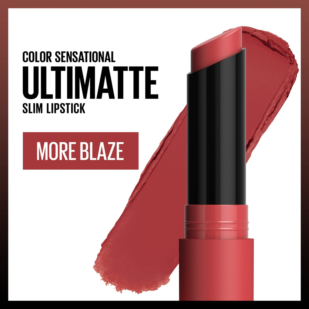 Maybelline Color Sensational Ultimatte Matte Lipstick, Non-Drying, Intense Color Pigment, More Blaze, Terracotta Rose, 1 Count