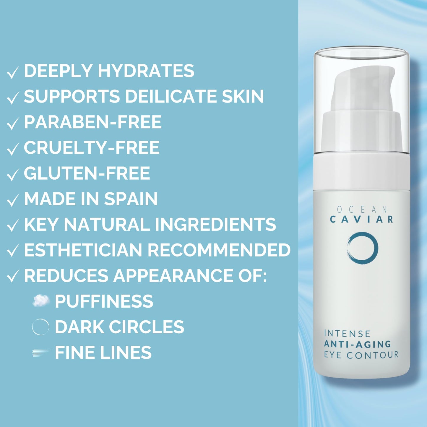 Noche Y Dia Caviar Eye Contour for Mature Skin - Made in Spain - Anti Aging Cream with Hyaluronic Acid - Targets Wrinkles, Bags, Puffiness, Circles Beauty & Personal Care Noche Y Dia