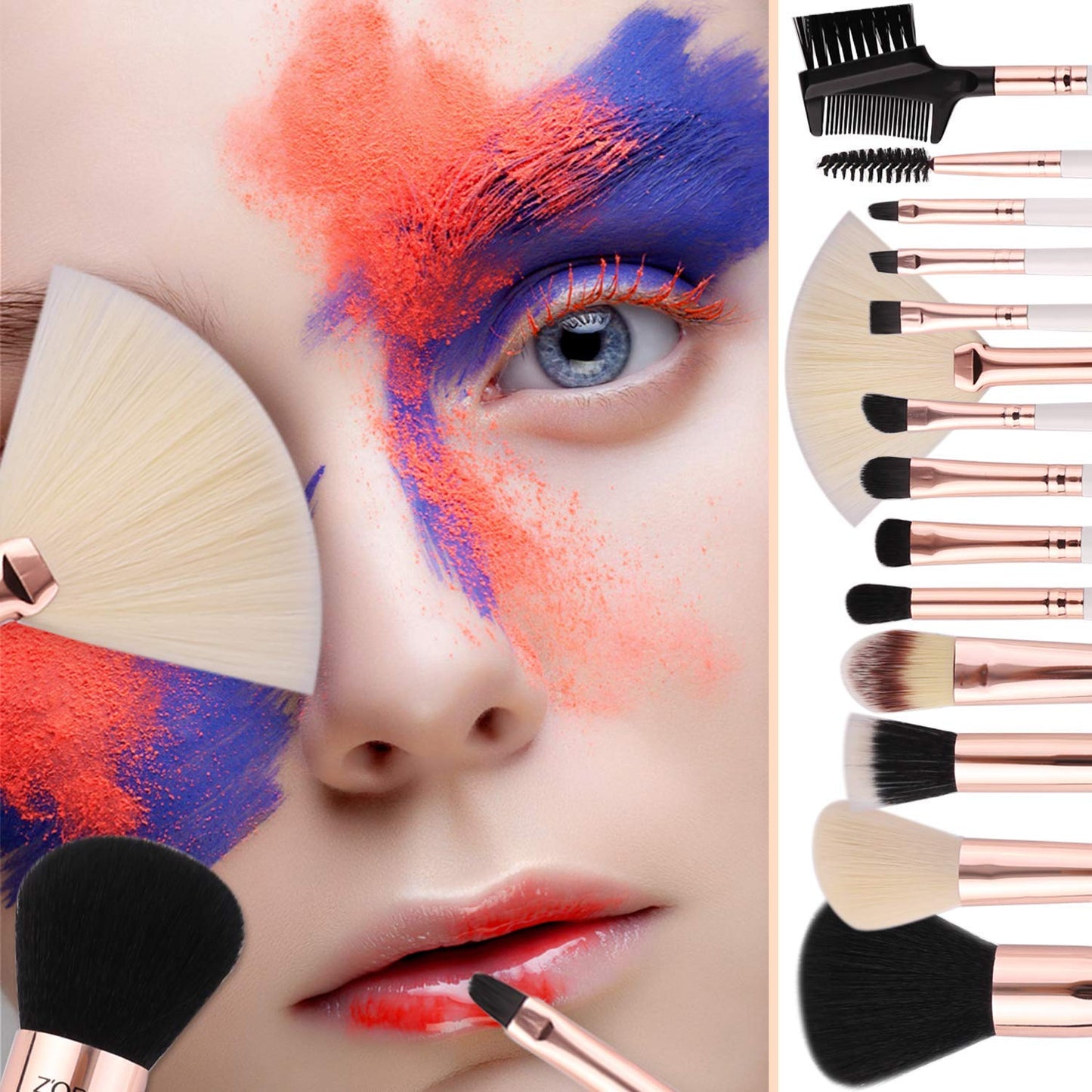 Z'OREYA Makeup Brushes Set,15pcs Rose Gold Luxury and Fashion Makeup Brushes,Professional Premium Synthetic Foundation Powder Concealers Eye Shadows Beauty & Personal Care Z'OREYA