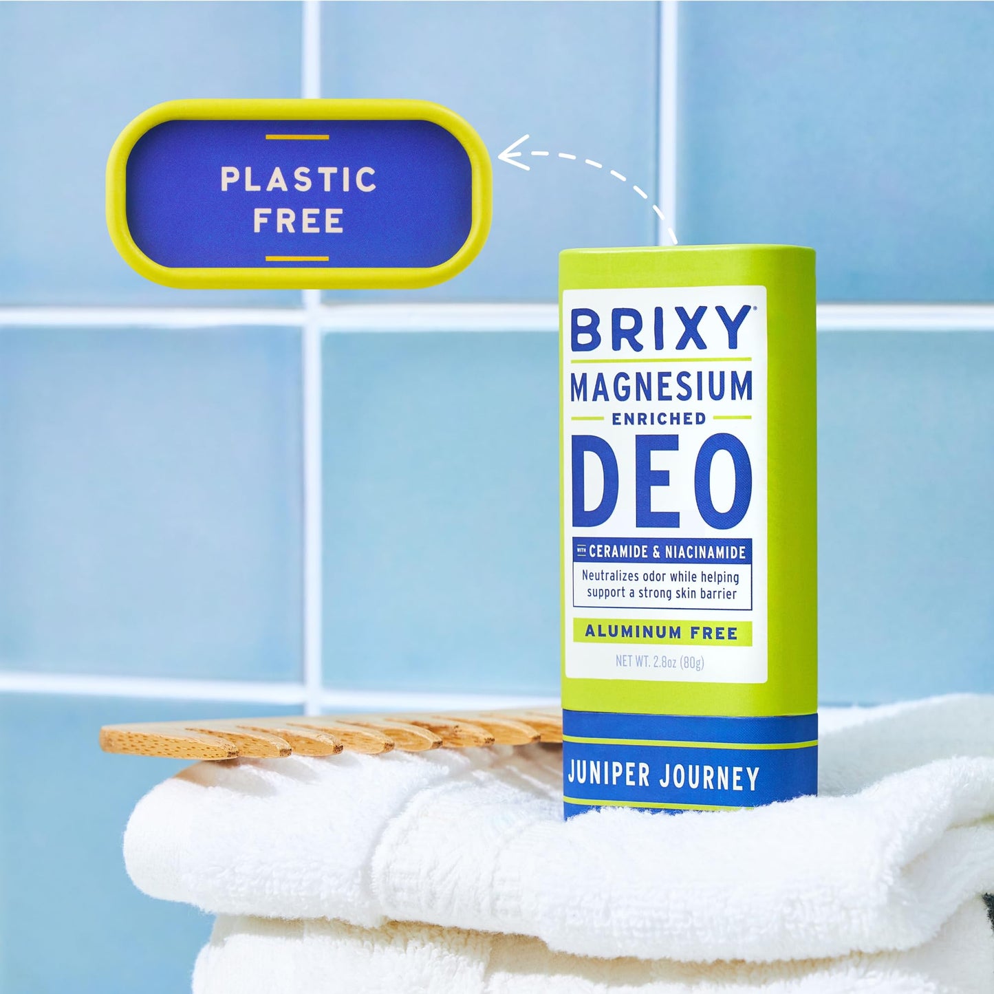 BRIXY Magnesium Deodorant, Ceramide & Niacinamide, Aluminum Free, Baking Soda Free, Plastic Free Packaging, Vegan and Certified Cruelty Free, Patent Beauty and Personal Care BRIXY