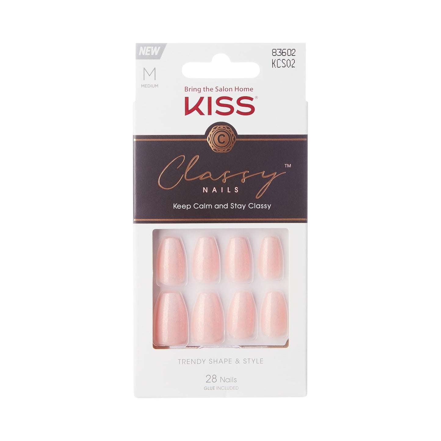 KISS Classy French Nail Manicure Kit with Gel Finish,Medium,Coffin Shaped,Includes Pink Nail Glue (Net Wt. 2 g / 0.07oz.),Mini Nail File,Manicure Beauty & Personal Care KISS