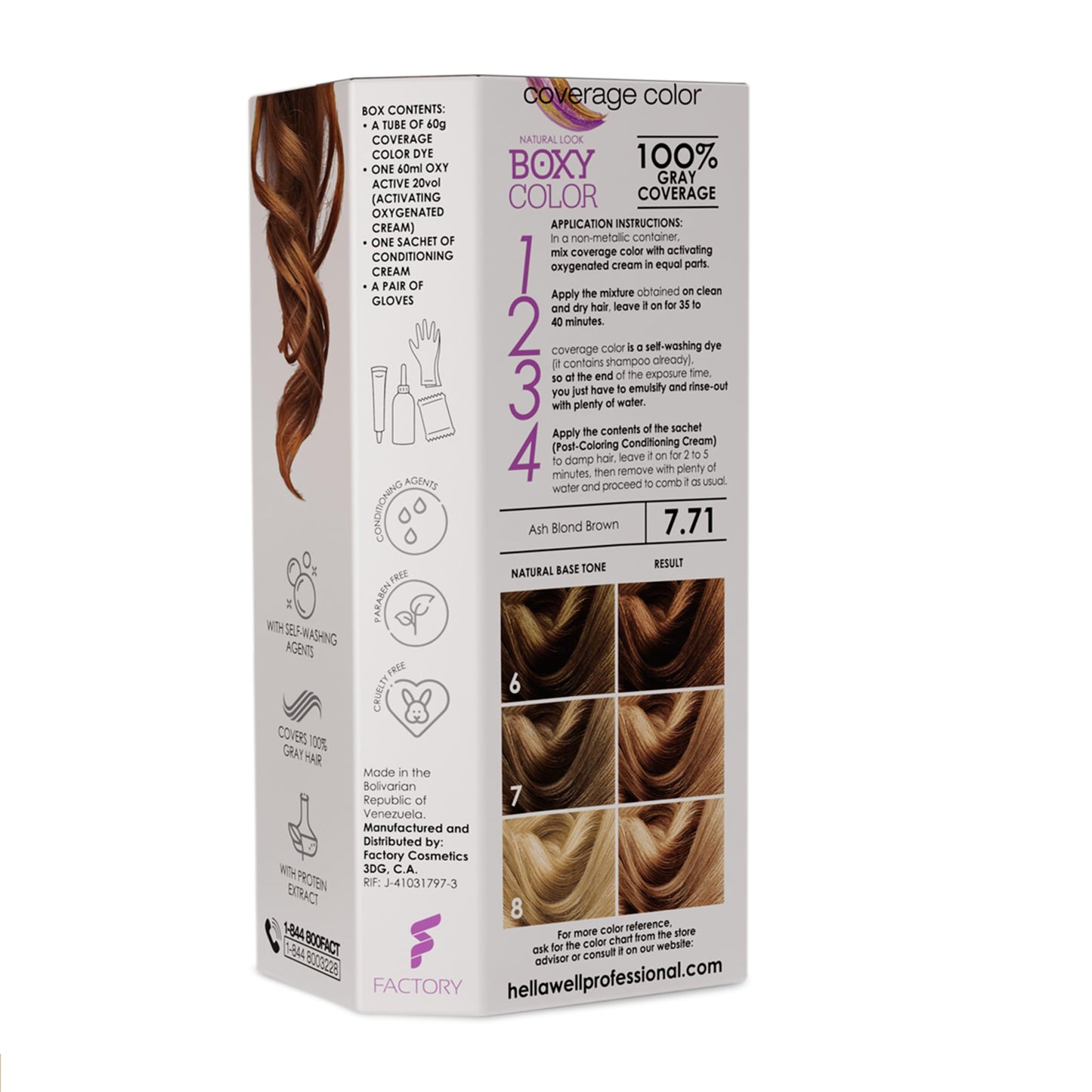 BOXY COLOR Coloring kit professional, permanent color cream hair dye with Vegetal Protein to get Hair with intense color shiny and silky. 100% Gray Beauty & Personal Care HELLAWELL PROFESSIONALS