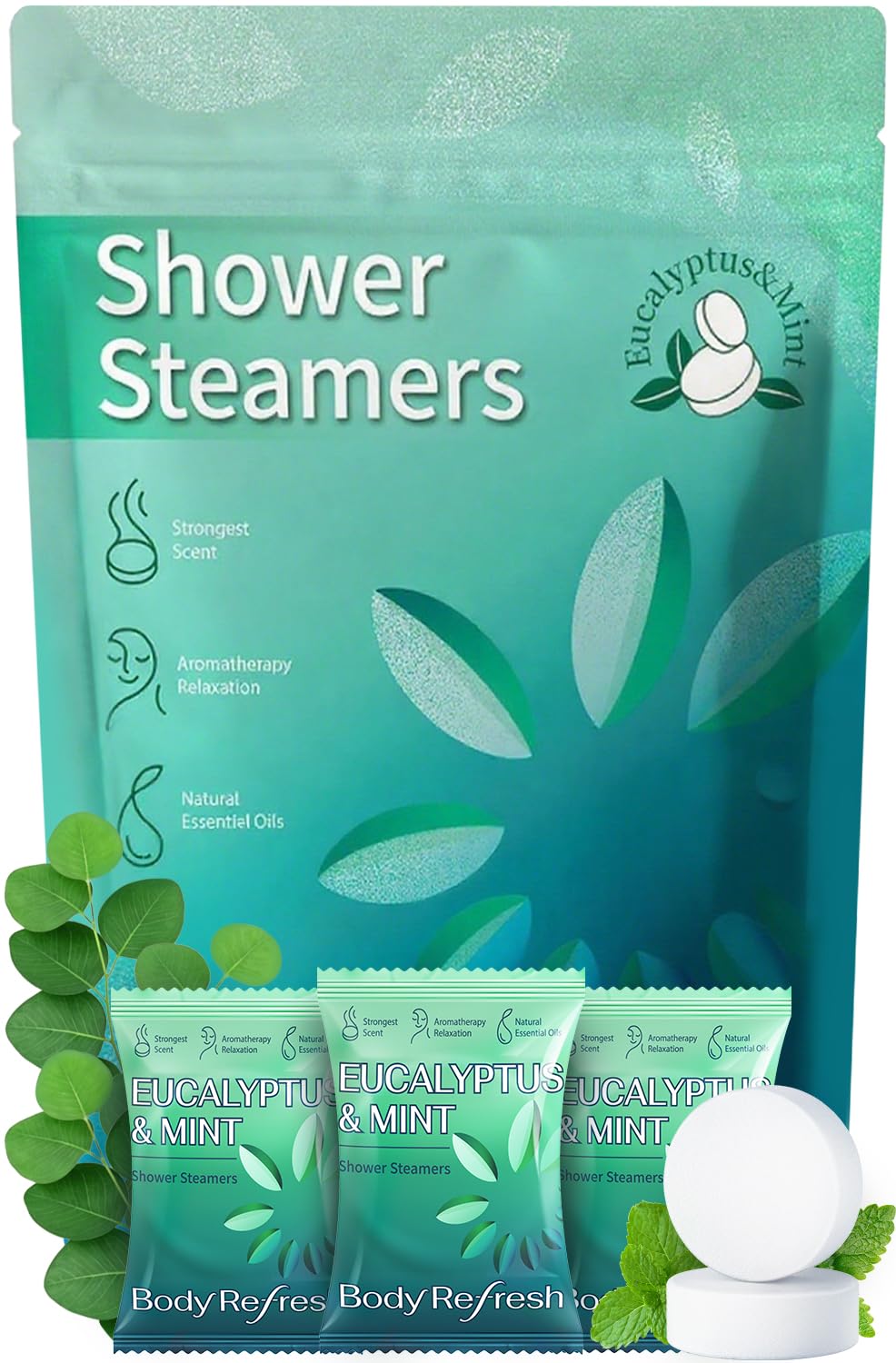 Shower Steamers Aromatherapy -18 Pack Eucalyptus Mint Shower Steamer for Women Men, Eucalyptus for Shower, Self Care Gifts for Women Men, Shower Bombs Beauty and Personal Care BodyRefresh
