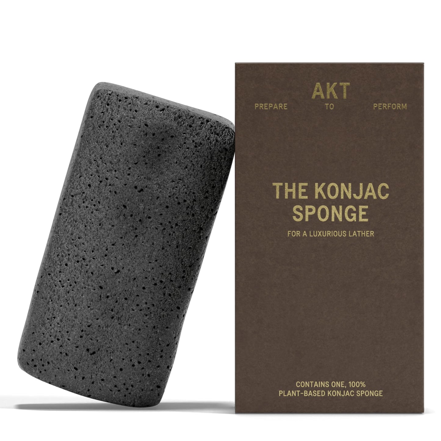 AKT The Konjac Sponge, Plant-Based Shower Sponge with Activated Charcoal, Exfoliating Body Sponge for Sensitive Skin, Natural, Shower Scrubber Beauty and Personal Care AKT