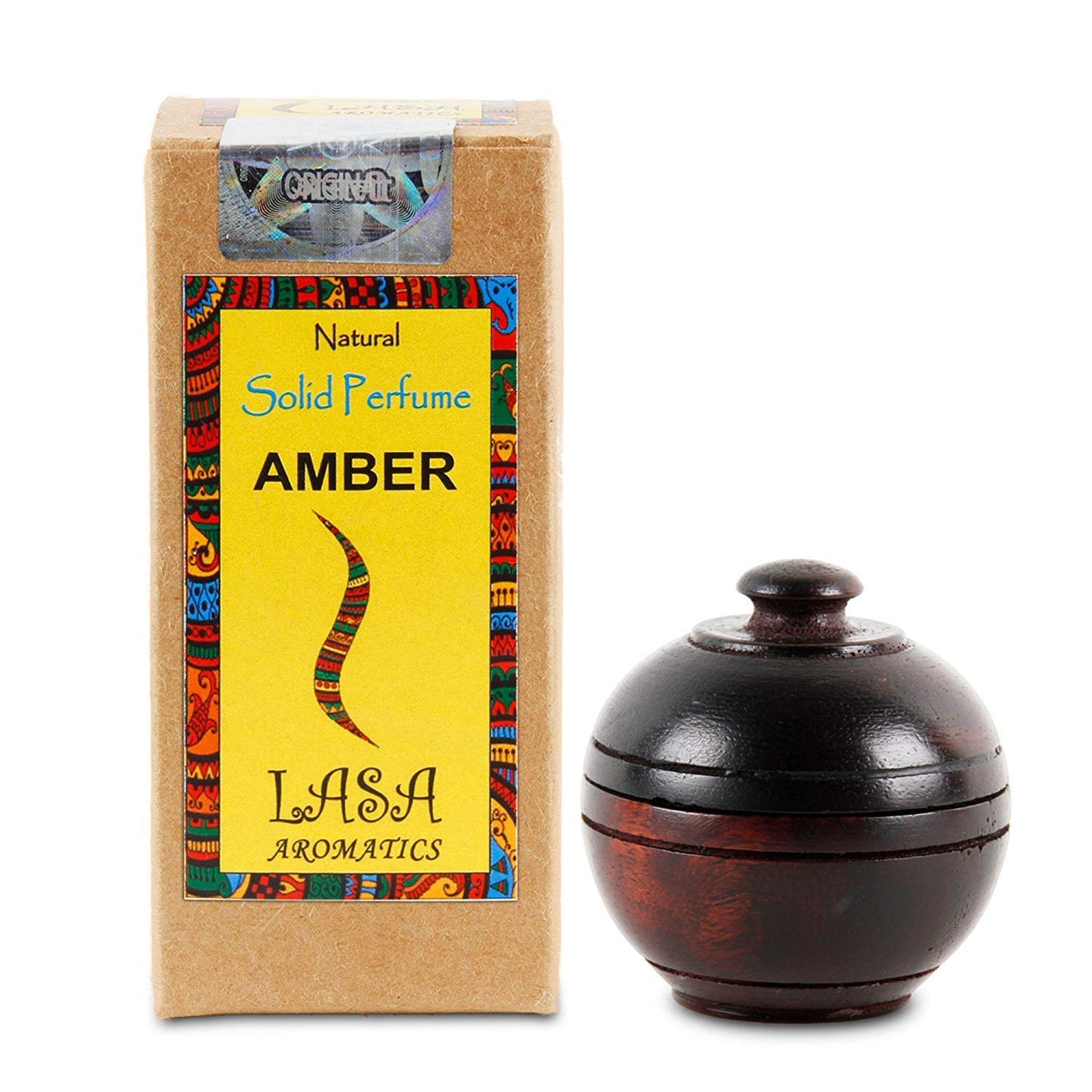 Lasa Aromatics Natural Solid Perfume Body Musk In Wooden Jar - 6 gm (Amber) Beauty & Personal Care LASA AROMATICS