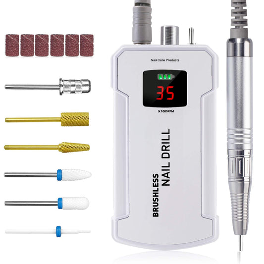IMENE Professional Nail Drill Machine 35,000RPM – Portable Rechargeable Brushless E-File for Acrylic, Gel & Natural Nails (White) Beauty & Personal Care IMENE