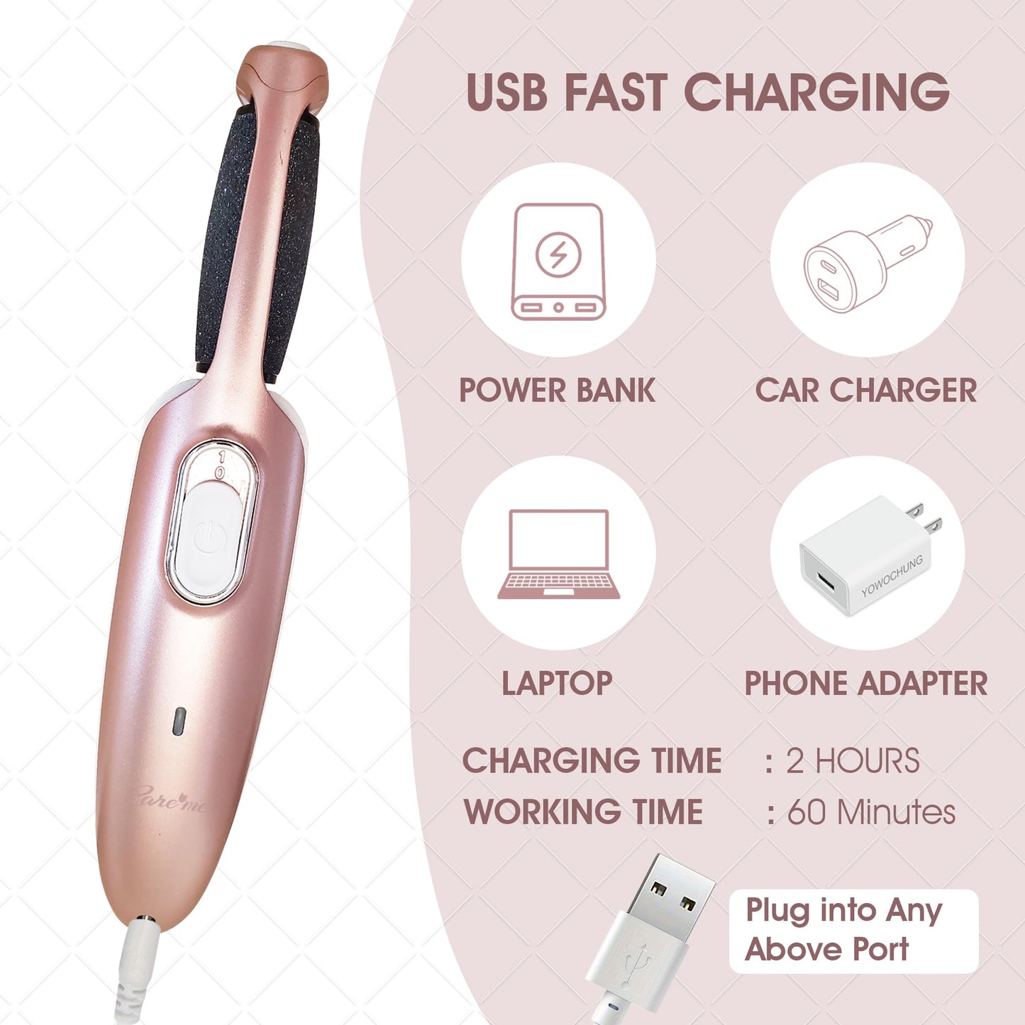 Powerful Electric Callus Remover Wand - Rechargeable Foot File, Grinder & Scrubber - Removes Dead, Hard Skin & Calluses - Best Pedicure Tool for Soft Beauty & Personal Care Care me