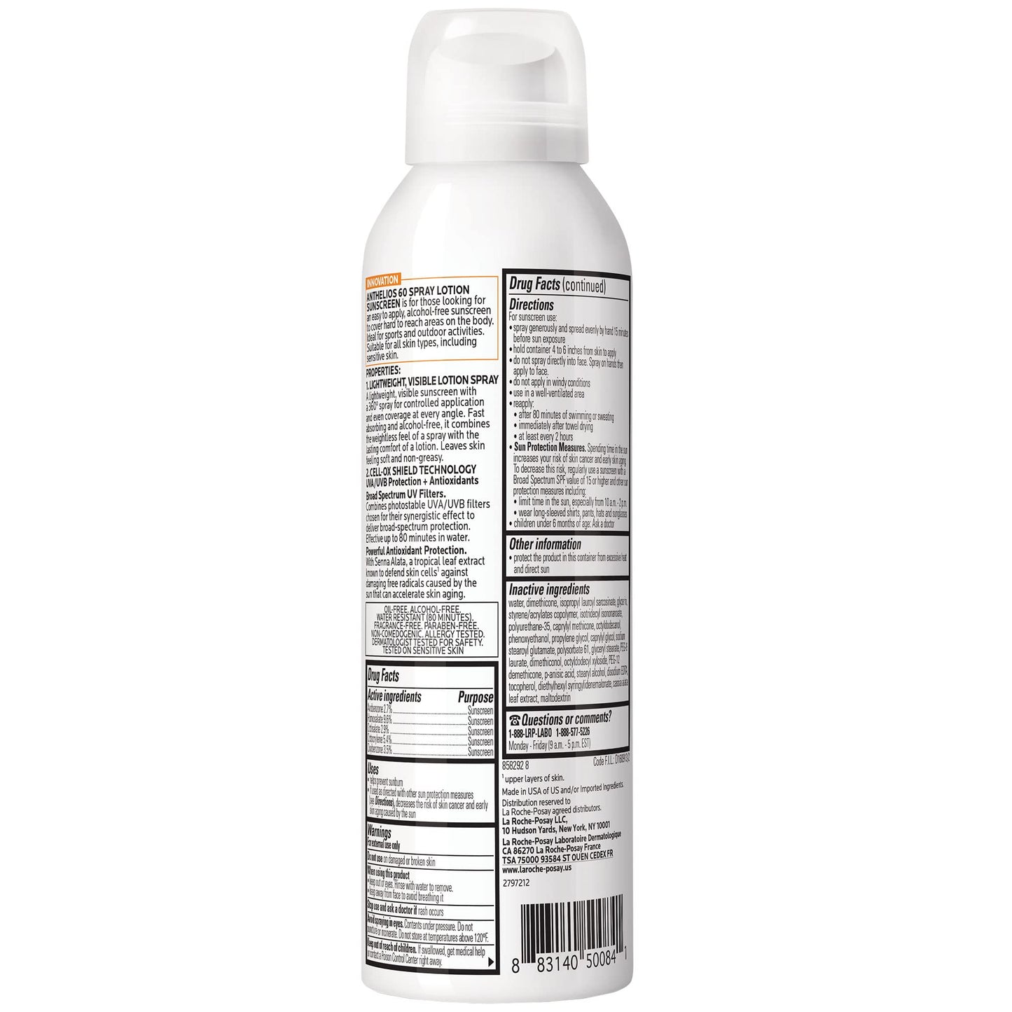 La Roche-Posay Anthelios Ultra-Light Sunscreen Spray Lotion SPF 60, Spray Sunscreen For Face & Body, Broad Spectrum SPF + Antioxidants, Oil Free Beauty & Personal Care La Roche-Posay