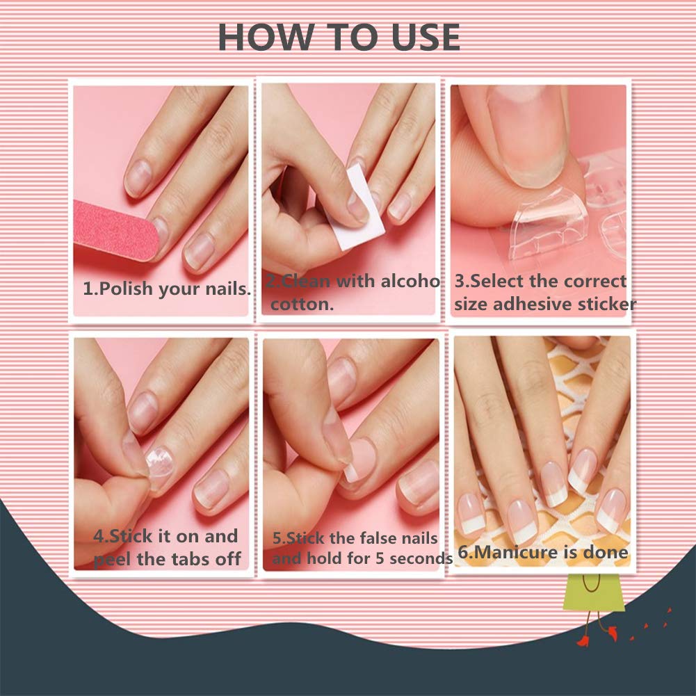 Ivtor 10 Sheets Waterproof Breathable Jelly Double Sided Nail Adhesives,Press on Nails Sticky Tabs Nail Glue Sticker Beauty & Personal Care Ivtor