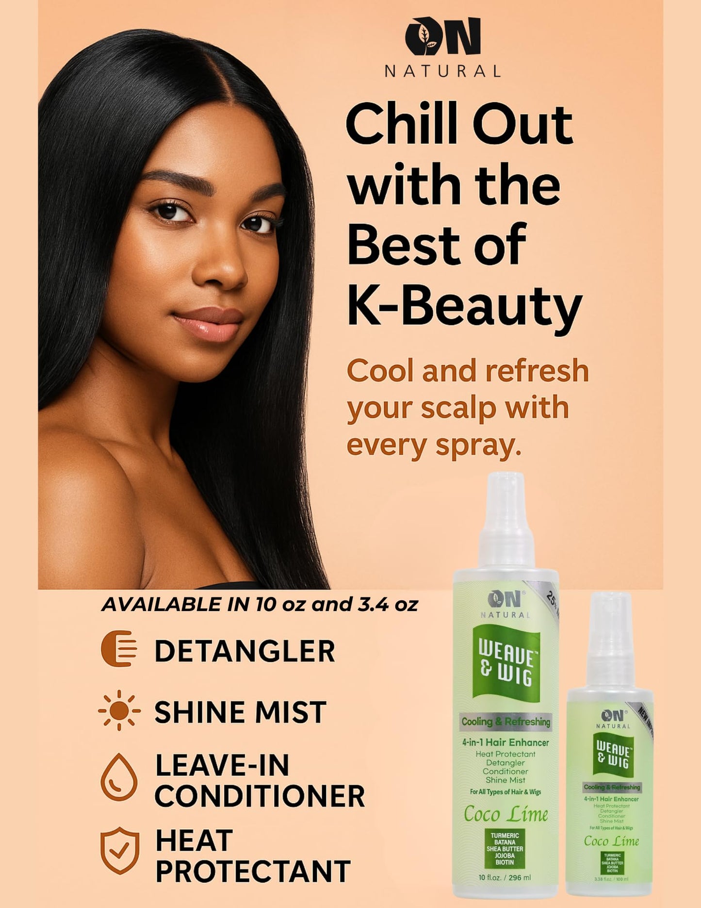 On Natural Weave & Wig 4-in-1 Hair Enhancer For All Hair Texture [Pomegranate] 3.4 OZ Beauty & Personal Care On Natural