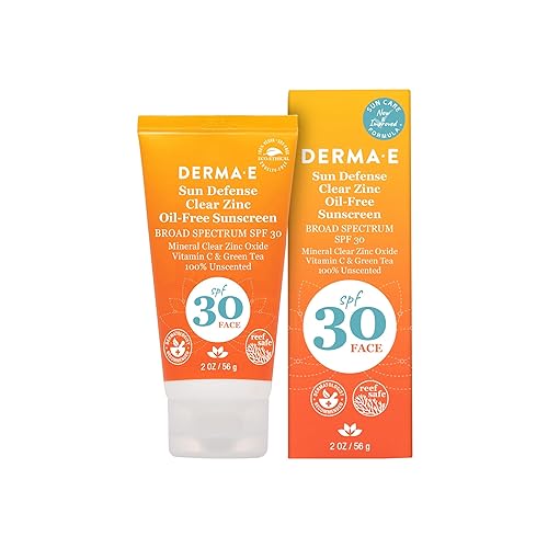 DERMA E Sun Defense Mineral Oil-Free Sunscreen SPF 30 Face - Broad Spectrum Facial Sun Cream - Hypoallergenic, Fragrance Free Clear Zinc Oxide Beauty & Personal Care Derma E