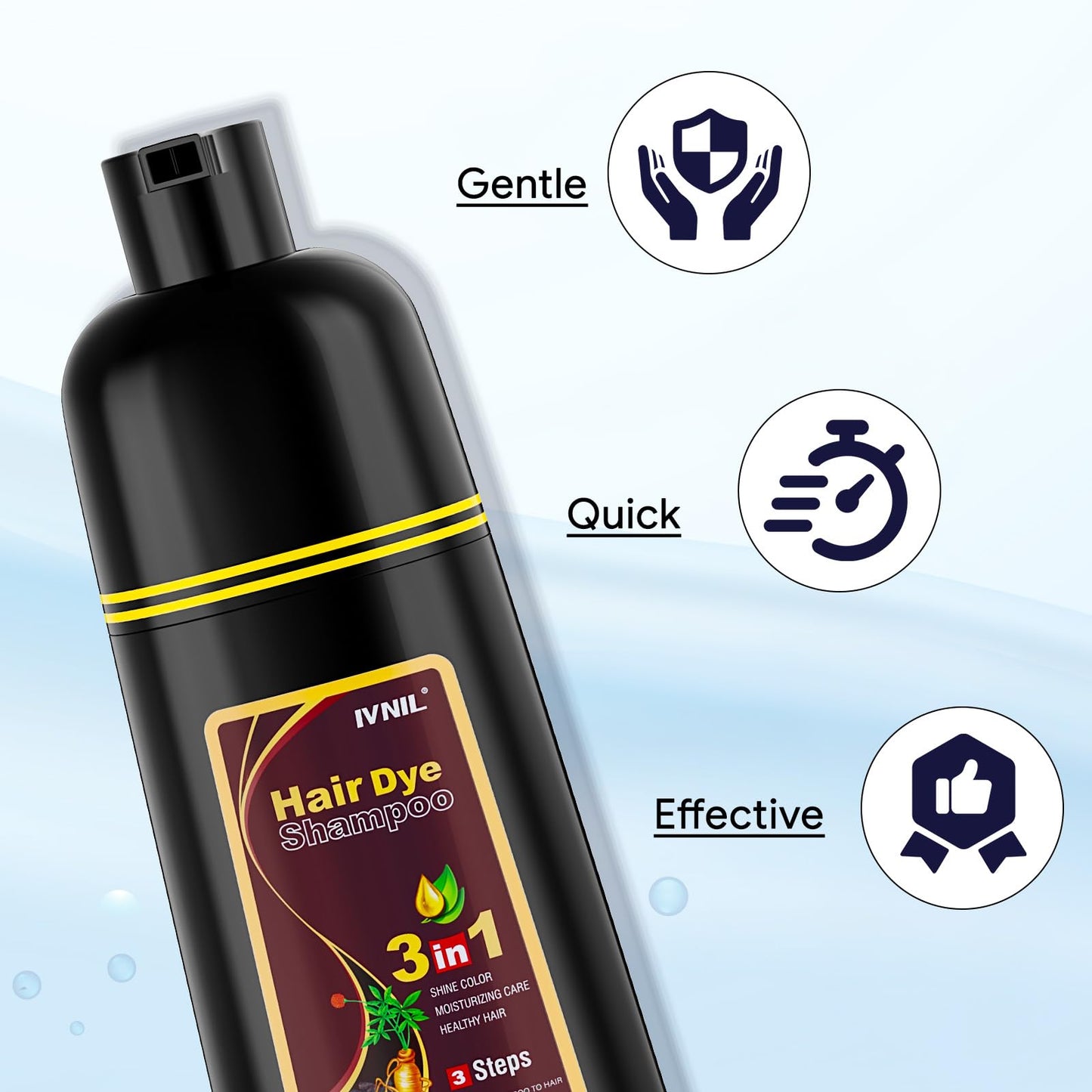 Ivnil Dark Brown Hair Dye Shampoo 3 in 1 Hair Color for Women/Men for Grey Coverage Champu Para Canas Mujer Beauty and Personal Care Ivnil
