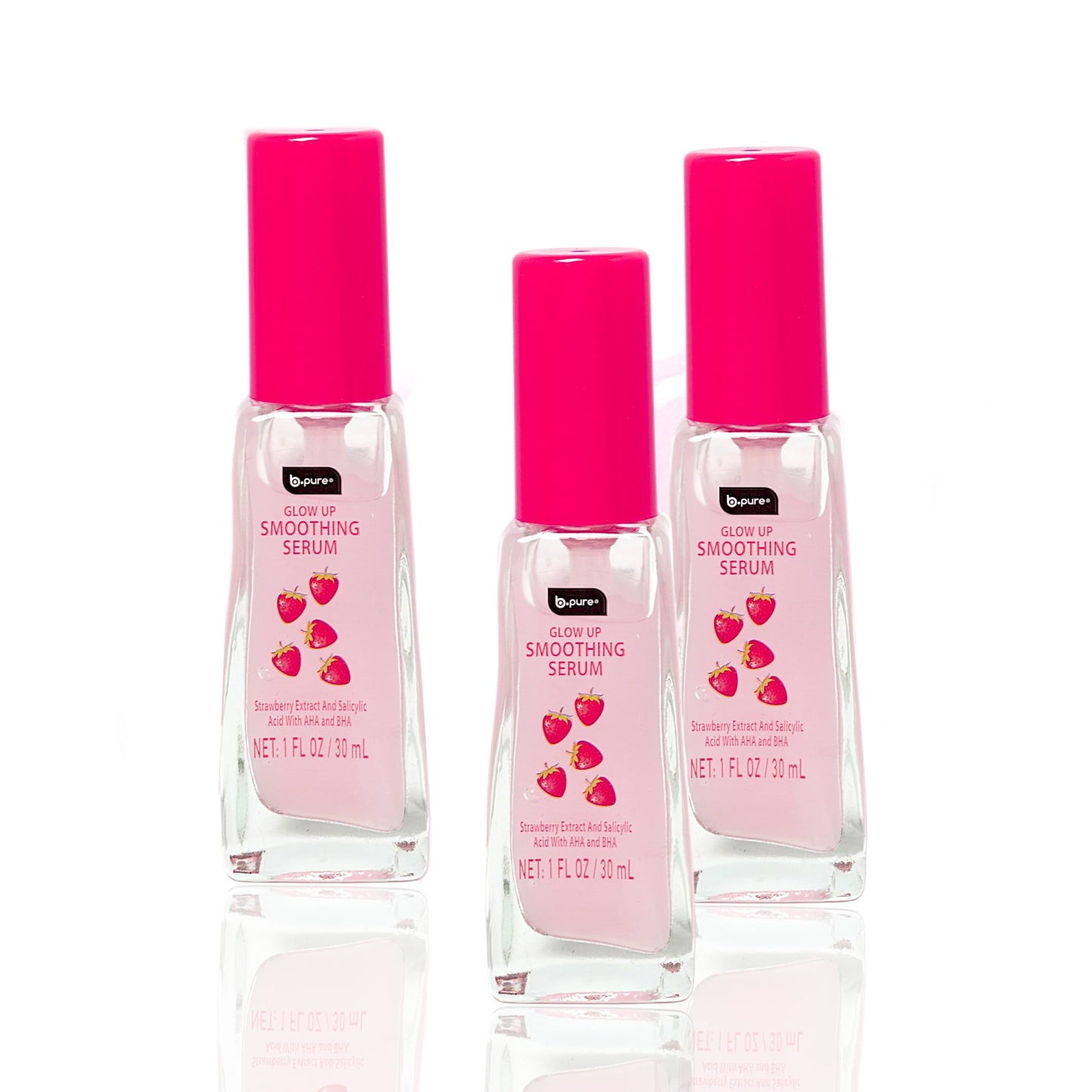 b.pure Glow Up Strawberry Smoothing & Exfoliating Face Serum | Strawberry Extract, Salicylic Acid & AHA/BHA | 1 oz, 3-Pack Beauty & Personal Care b.pure