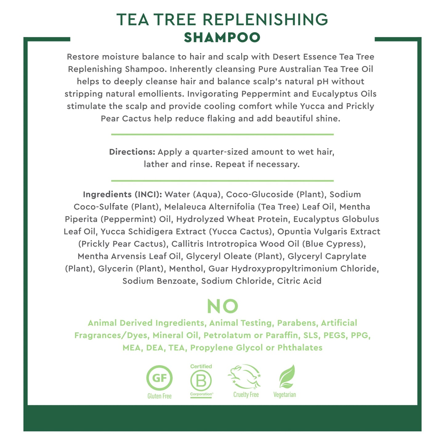 Desert Essence Tea Tree Replenishing Shampoo and Conditioner Bundle - 12.7 Fl Ounce - Therapeutic - Peppermint & Yucca - All Skin Types - Tea Tree Oil Beauty & Personal Care Desert Essence