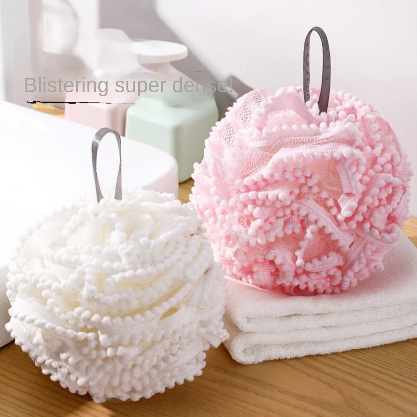 Pearl Cloud Double-Layer foaming Bath Flower Dense Foam Lovely Bath Ball Girl Heart Bath Ball Beauty and Personal Care Vorezytla
