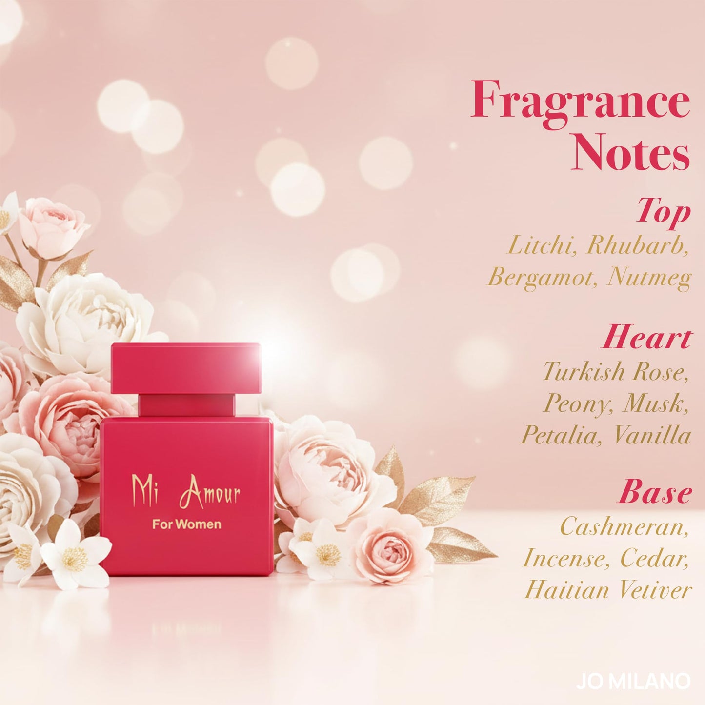 Jo Milano Paris Mi Amour Eau De Parfum Spray | 3.4 oz (100ml) | Vanilla, Rose, Floral, Fruity, Fresh Scent | Long Lasting Fragrance for Women Beauty & Personal Care Jo Milano