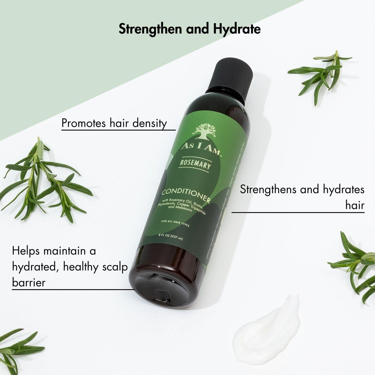 As I Am Rosemary Conditioner 8 oz - with Biotin & Saw Palmetto