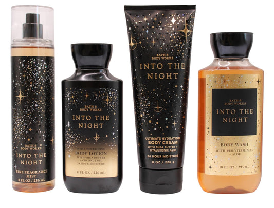 Bath and Body Works Into the Night 4 Piece Body Care Set - Mist, Body Cream, Lotion, and Body Wash - Full Size Beauty and Personal Care Bath & Body Works