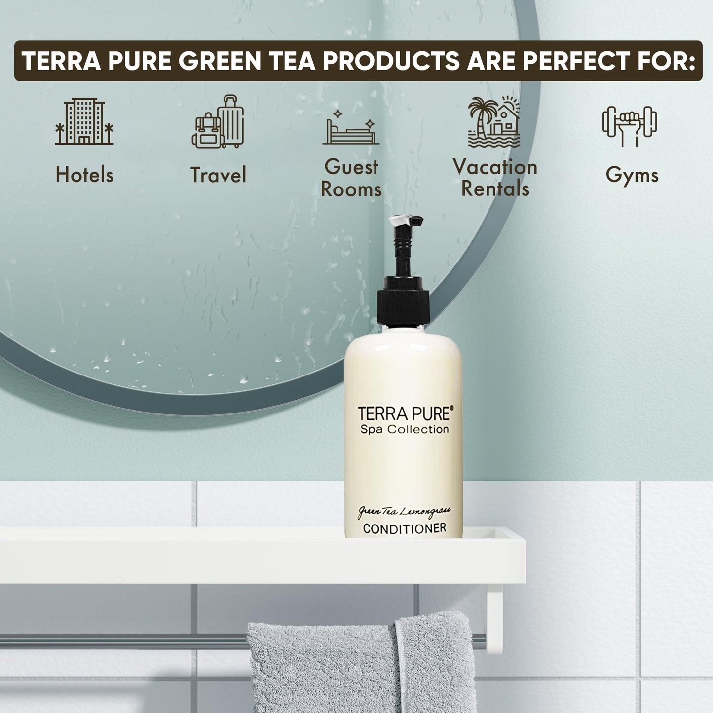 Terra Pure Conditioner | Spa Collection | Hotel Amenities in Pump Bottle | 10.14 oz. / 300 ml (Single Bottle) Beauty & Personal Care Terra Pure
