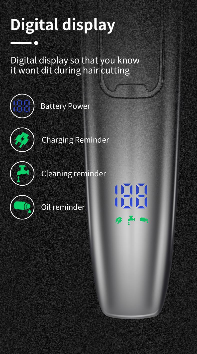 QDKVTNDJZ 5 in 1 Multifunctional Grooming Kit with LED Digital, 6500rpm Motor,Precision Cordless Hair/Beard Trimmer Waterproof IPX6 for Beard, Hair Beauty and Personal Care QDKVTNDJZ