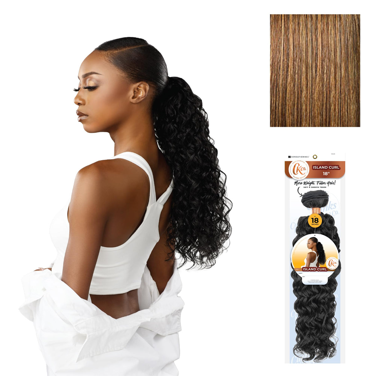 Sensationnel Curls Kinksandco Synthetic Bundles-Island Curl,18 inch, S4/27