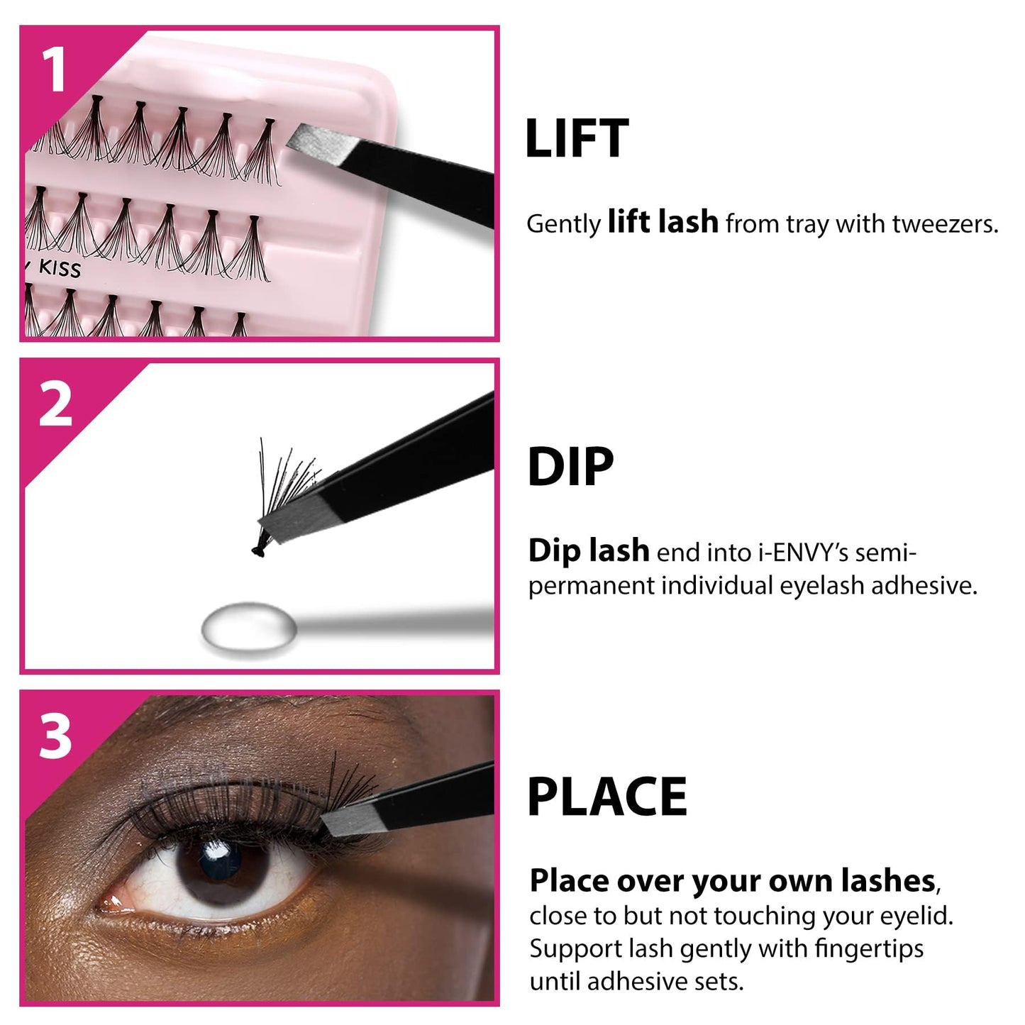i-Envy Semi-Permanent Lash Glue Adhesive for Individual Cluster Lashes & Lash Extension, Waterproof Strong Hold, Long-Lasting Up to 2 Weeks Beauty & Personal Care i•ENVY