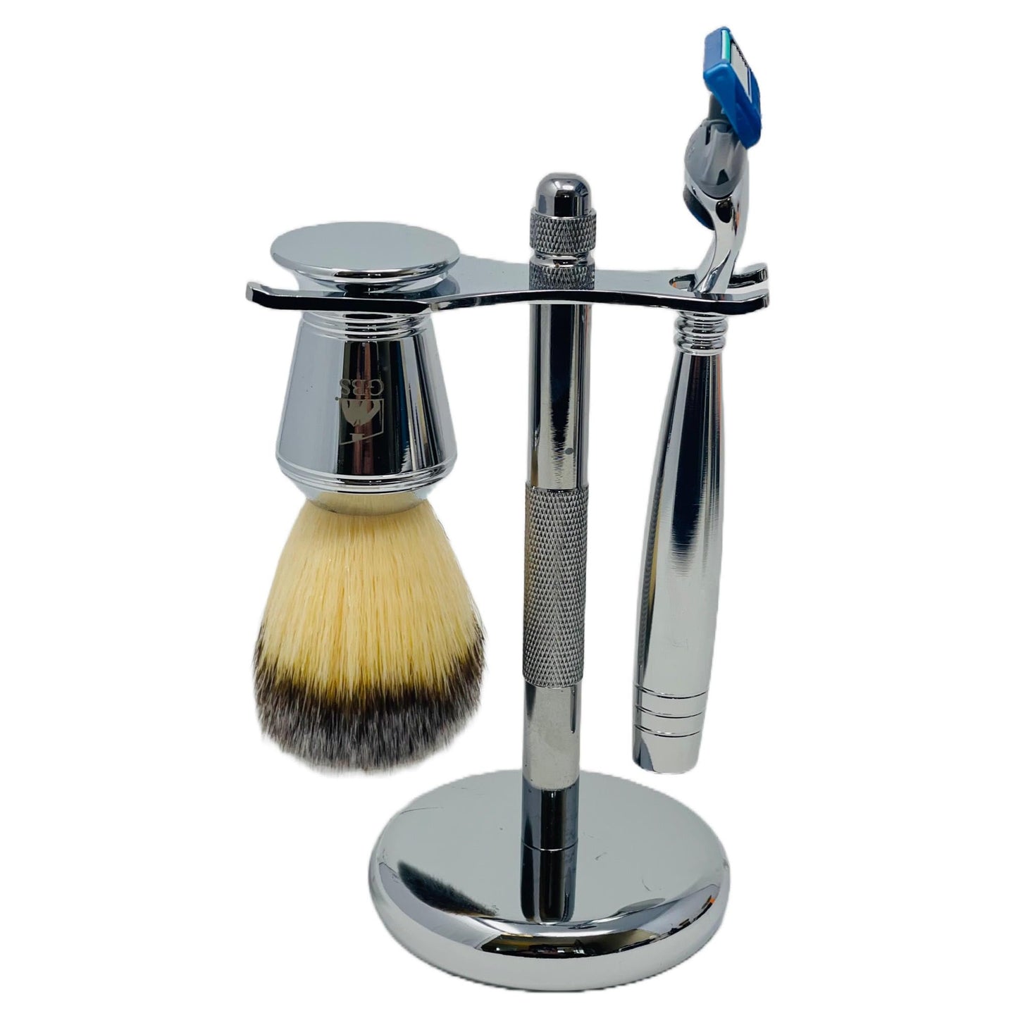 G.B.S Men's Shaving Kit - 5 Blade Razor Stainless Durable Wide Handle for Strong Grip, Shaving Brush, Razor + Brush Stand, Chrome shaving Bowl Beauty and Personal Care G.B.S