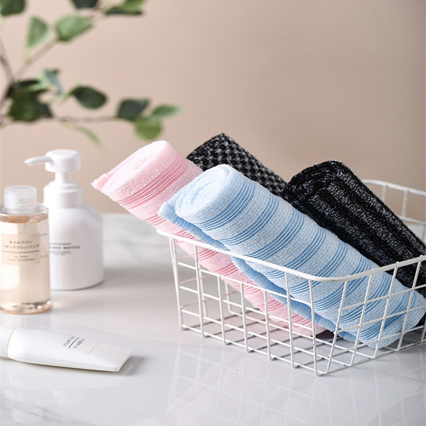 seaplenn 4PCS Exfoliating Shower Towel, Back Exfoliator Towel, Back Scrubber for Shower, Travel Friendly and Quick Drying, for Men and Women Beauty and Personal Care seaplenn