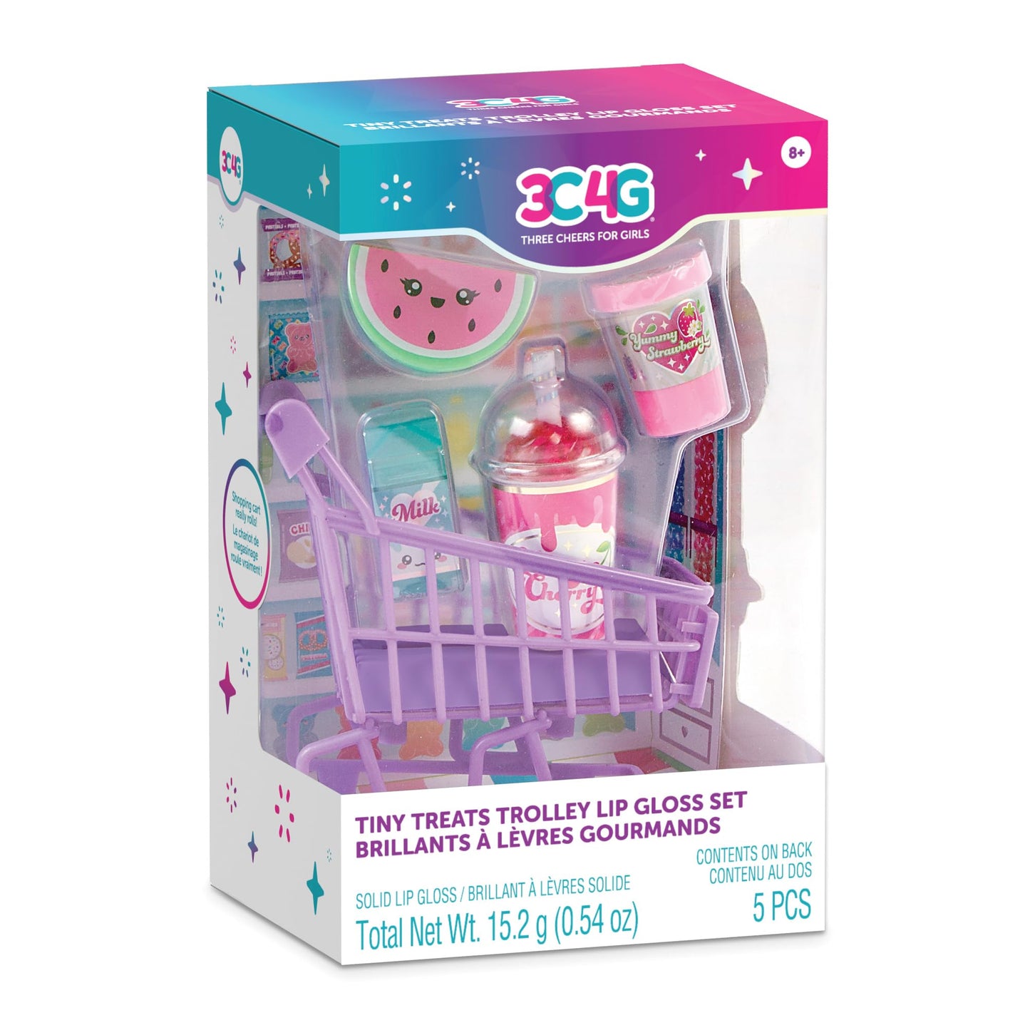 3C4G: Tiny Treats Trolley Lip Gloss Set with Scented Lip Glosses & Rolling Mini Shopping Cart for Girls Ages 8+ Beauty & Personal Care 3C4G THREE CHEERS FOR GIRLS