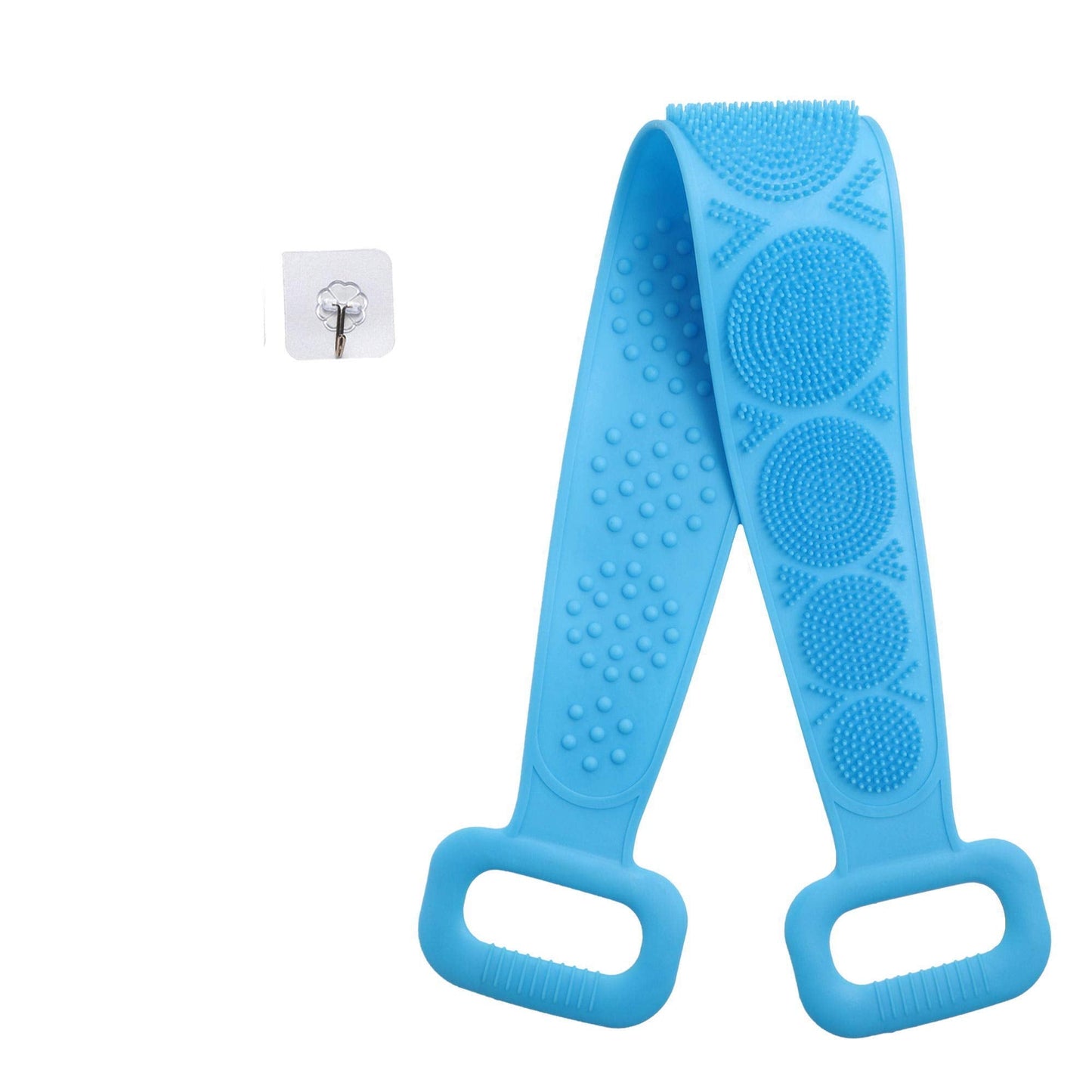 Silicone Back Scrubber Belt (28 inch) Blue - Extra Long-Double-Sided Bath Scrub Strap Gently Massages and Exfoliates Skin - Shower Back Scrubber Beauty and Personal Care Tendu